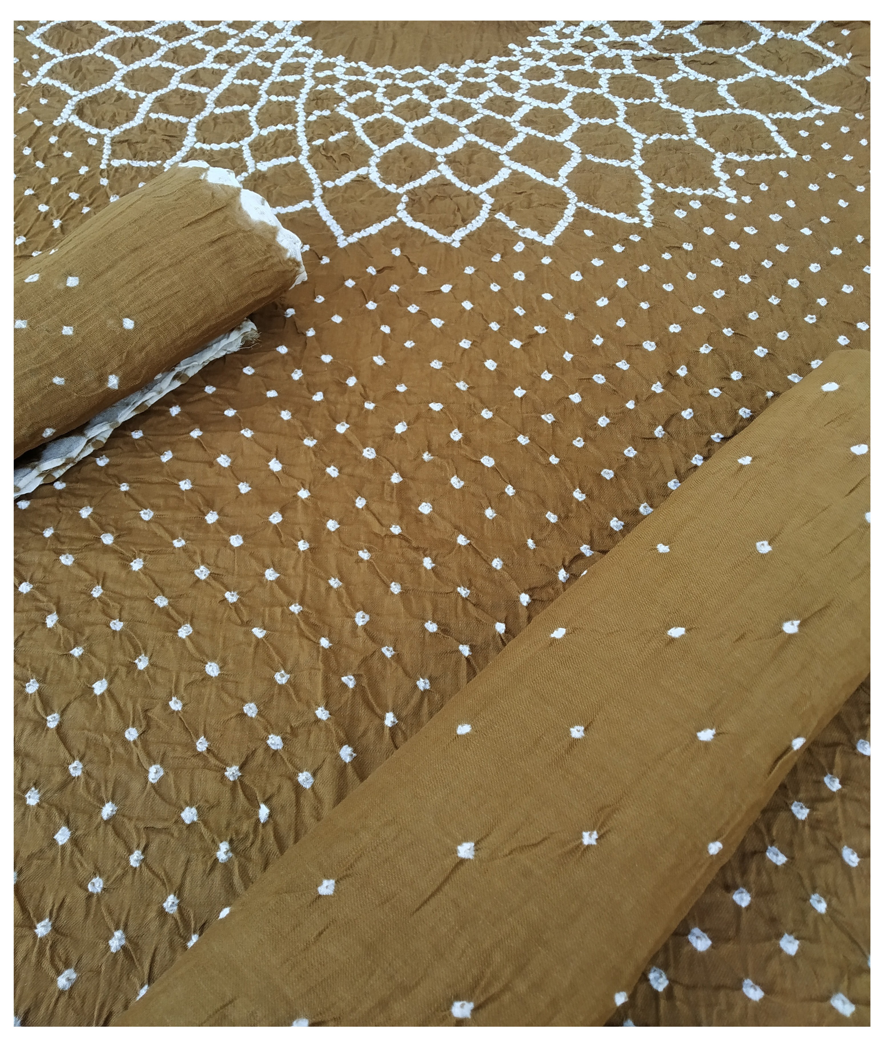 Khakhi Bandhani Dress - AHVAN Handicrafts