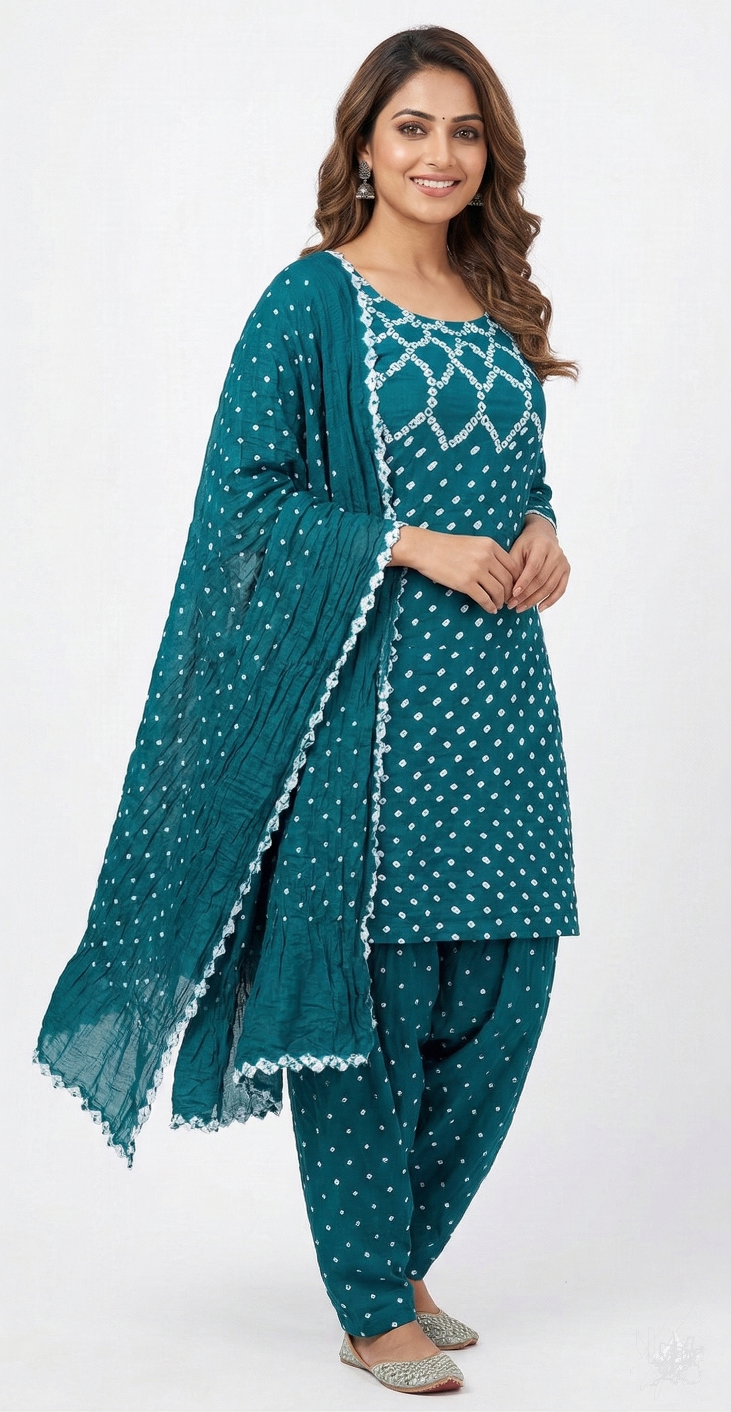 Sea Green Bandhani Dress Handmade from Bhuj Kutch Gujarat - AHVAN