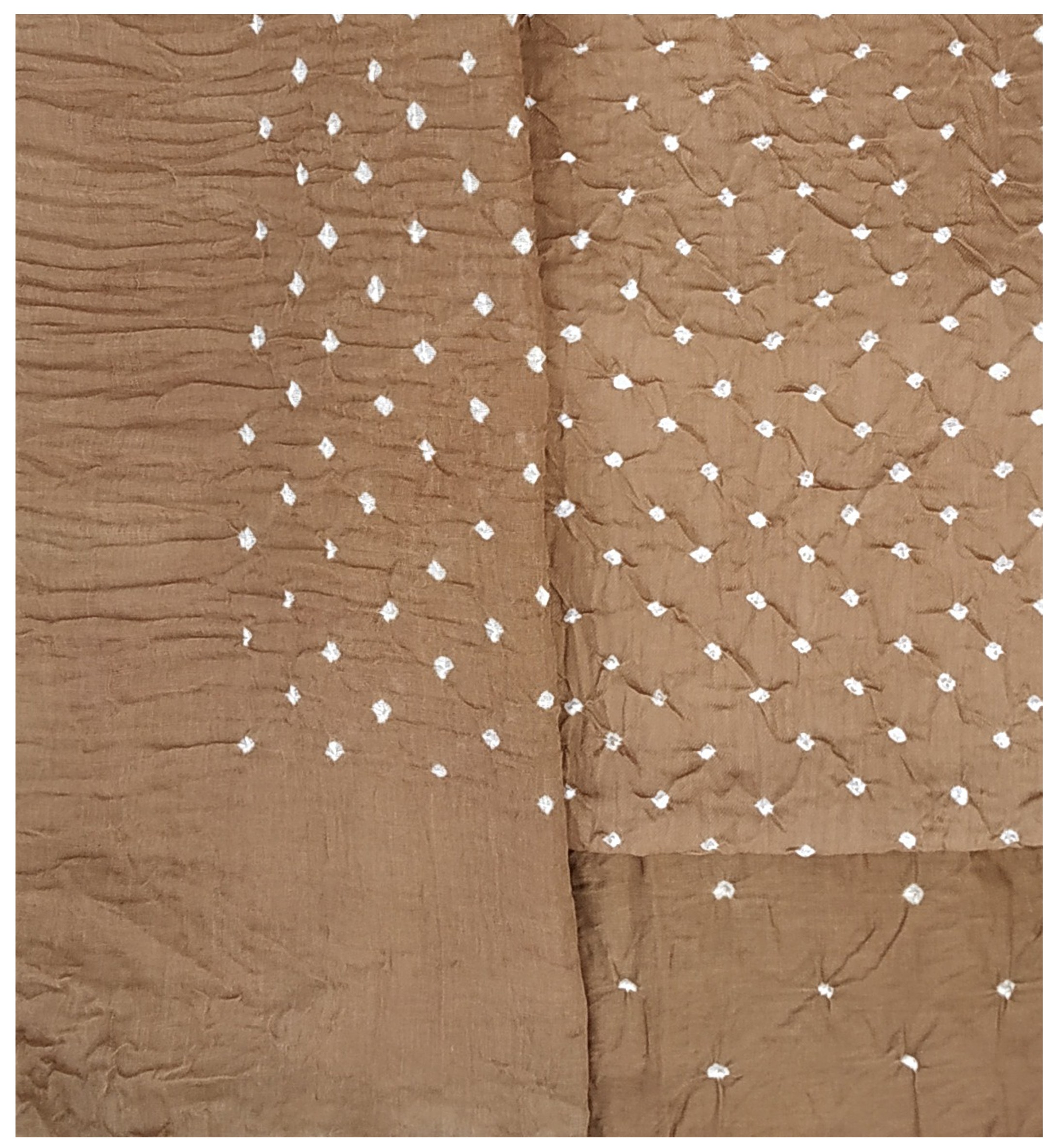 Light Khakhi Bandhani Dress - AHVAN Handicrafts