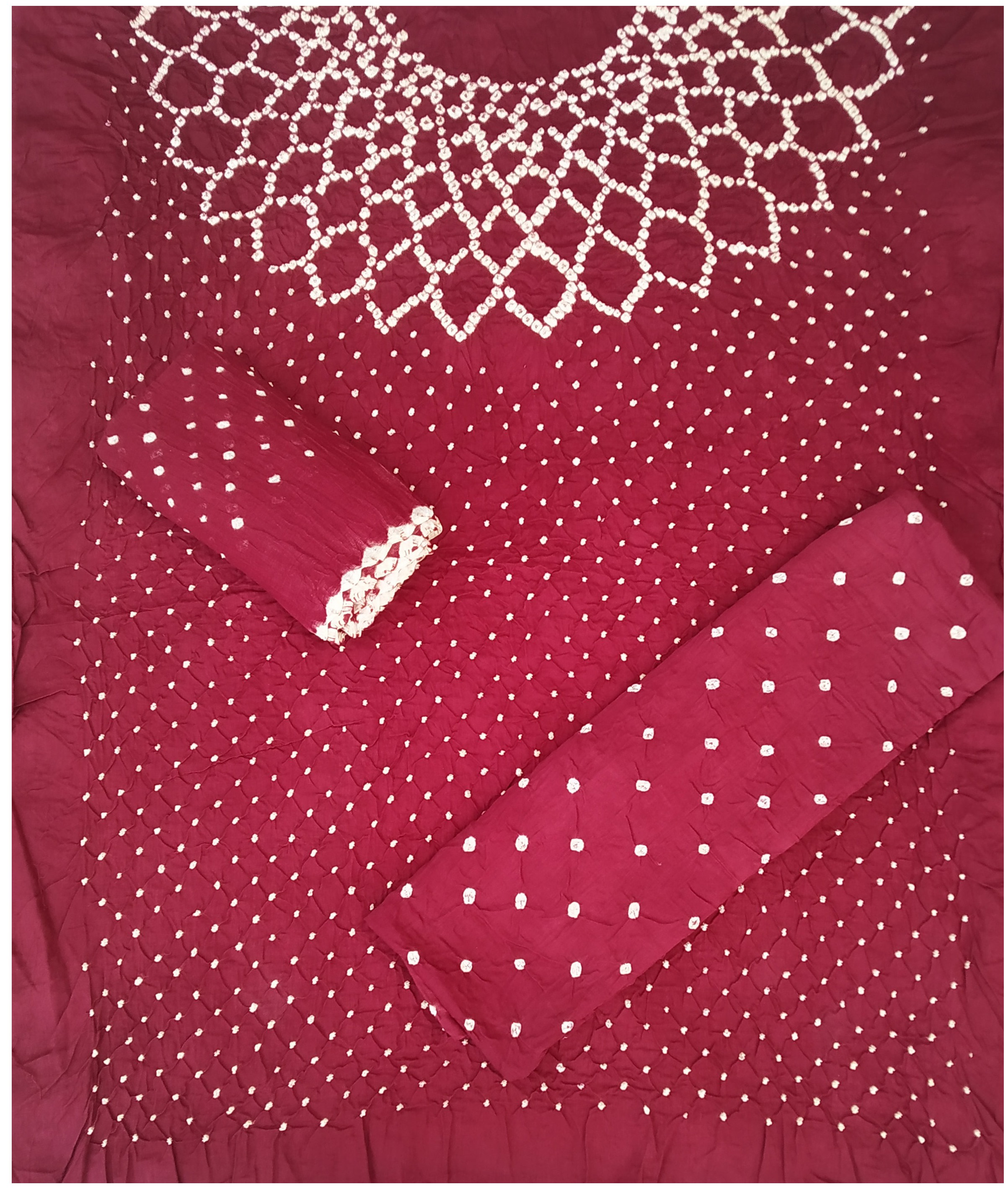 Maroon Bandhani Dress - AHVAN Handicrafts