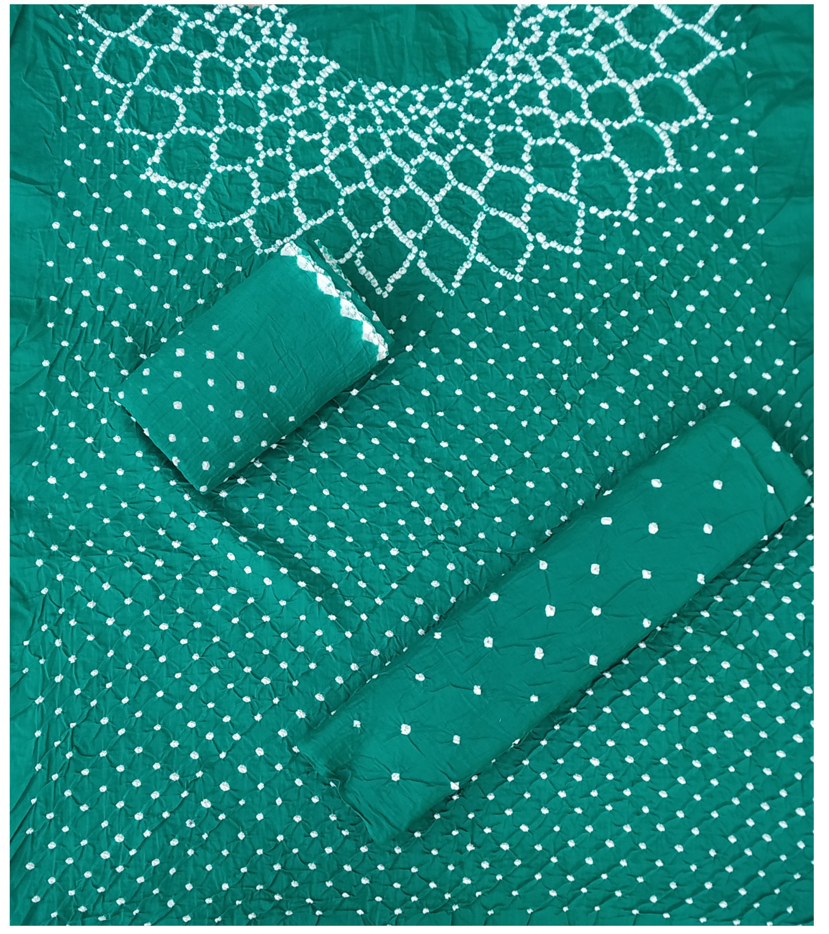 Light Green Bandhani Dress - AHVAN Handicrafts