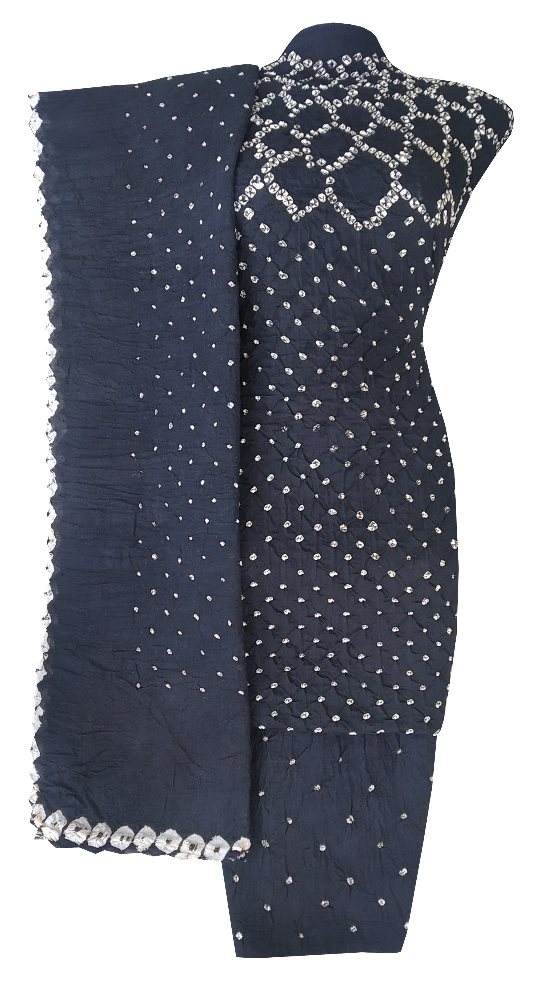 Dark Grey Bandhani Dress - AHVAN Handicrafts