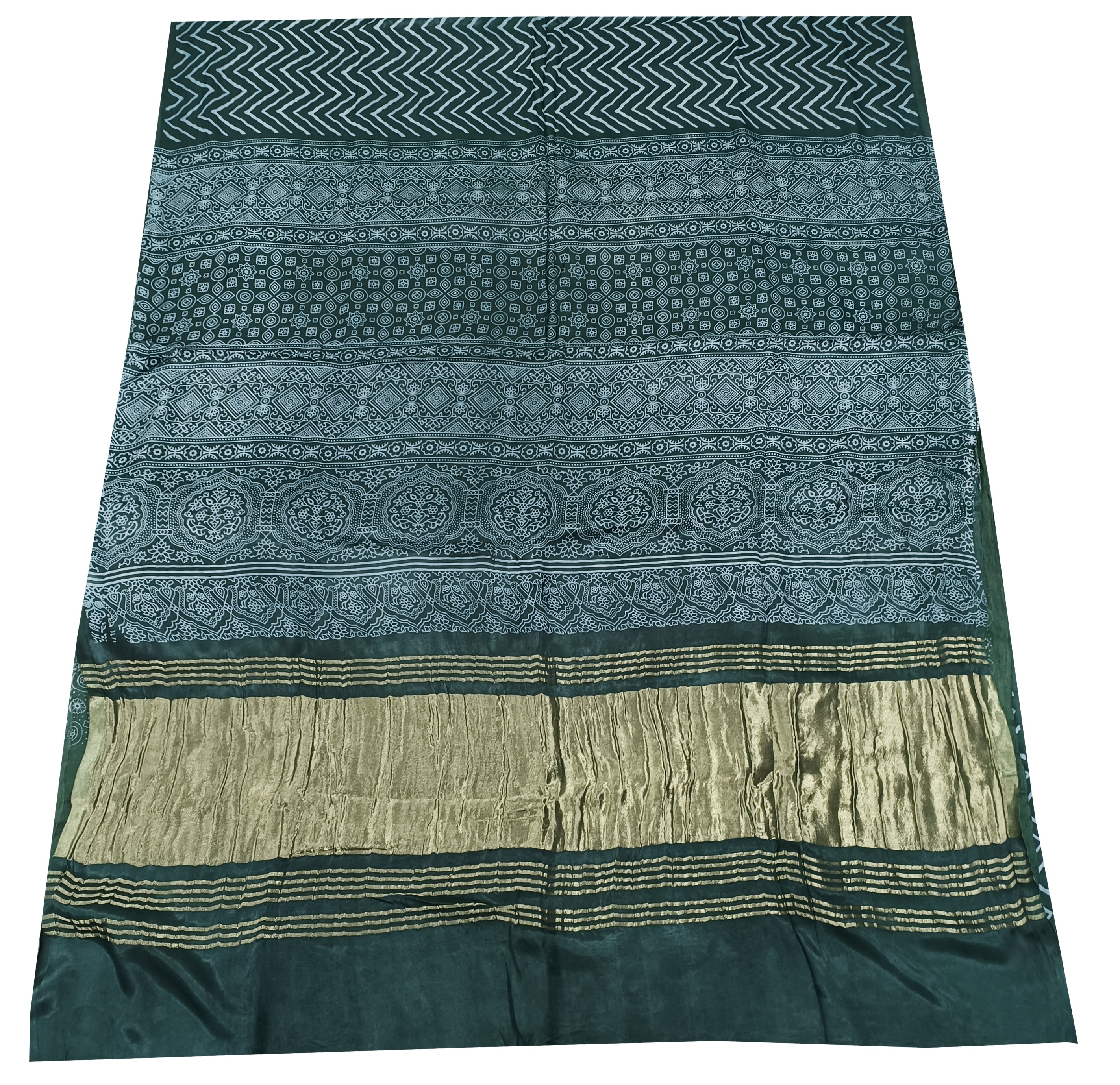 Lariya Print Green Modal Silk Saree - AHVAN Handicrafts