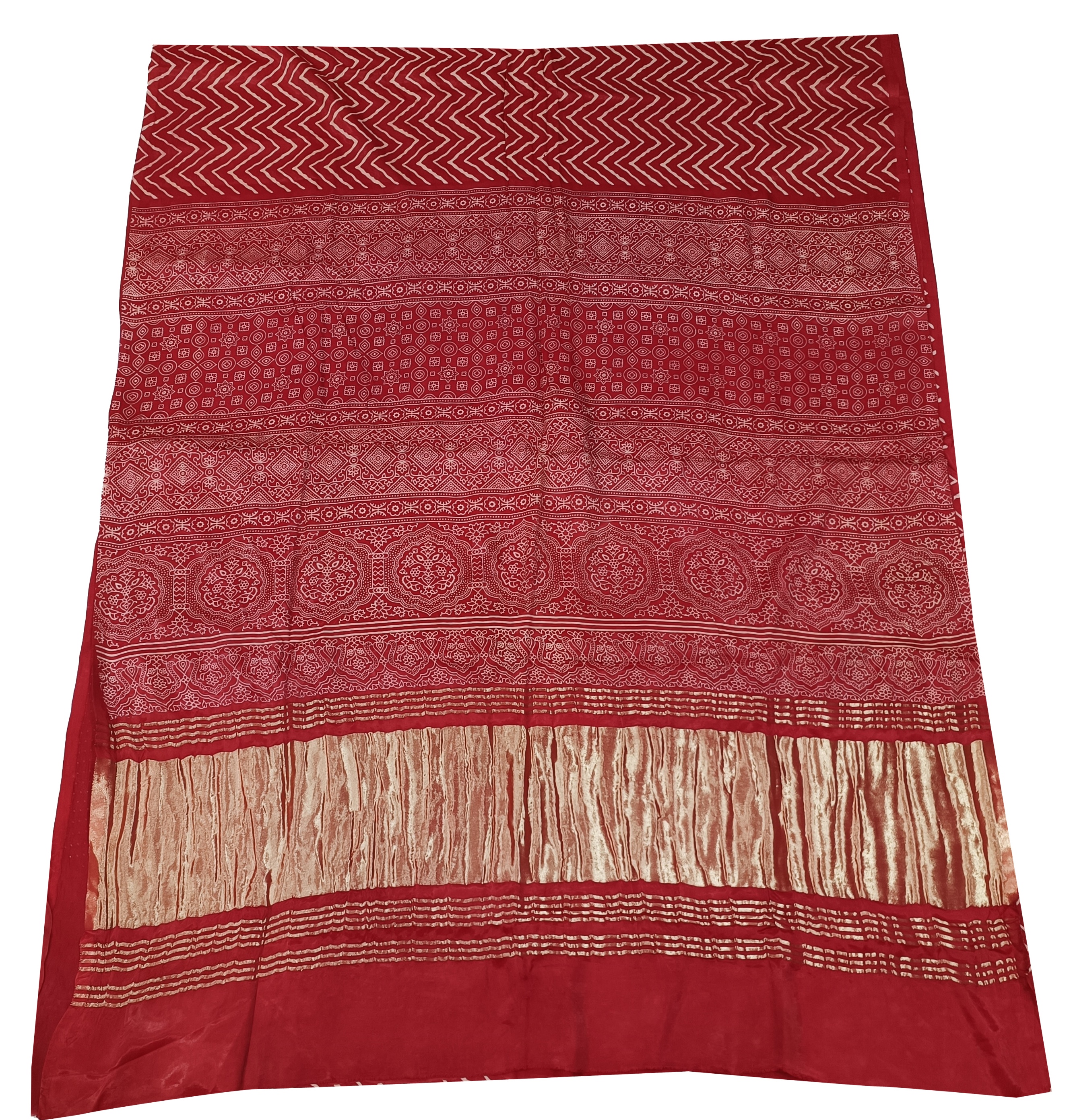 Lariya Print Red Modal Silk Saree - AHVAN Handicrafts